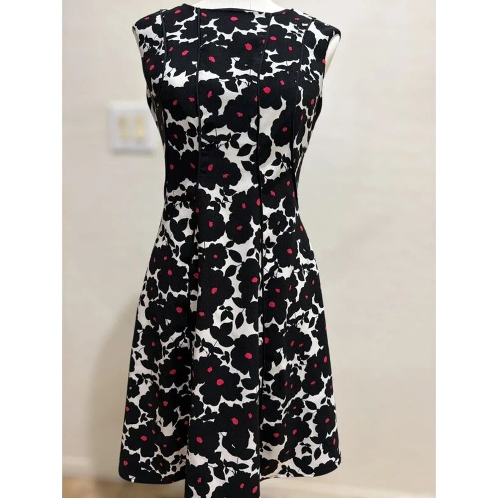 London Times Floral Fit & Flare Dress Size 4 Romanticcore Retro Mod